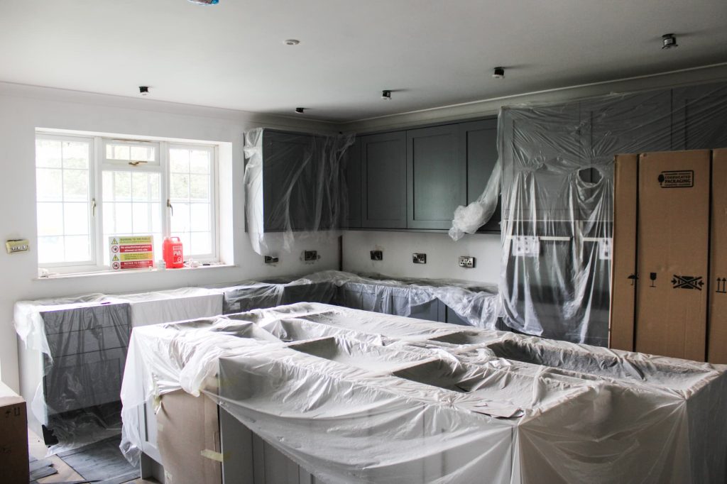Contractor coordinating on a construction site