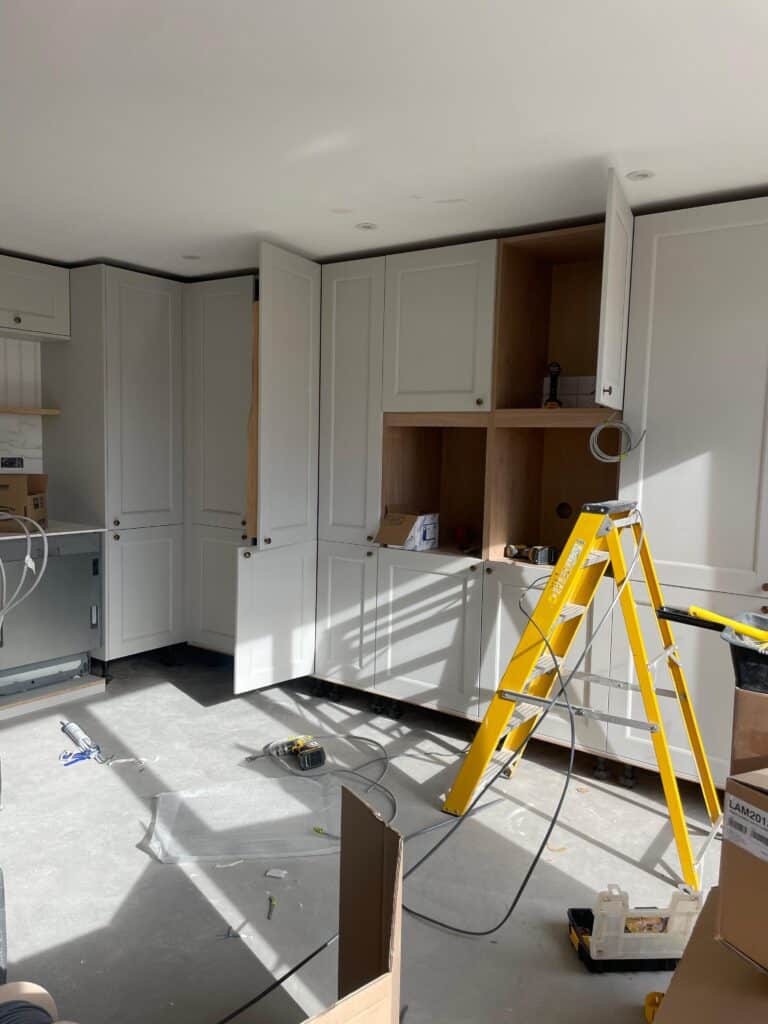 residential development at camden hill nearing completion with ladders, tools and structrual changes present