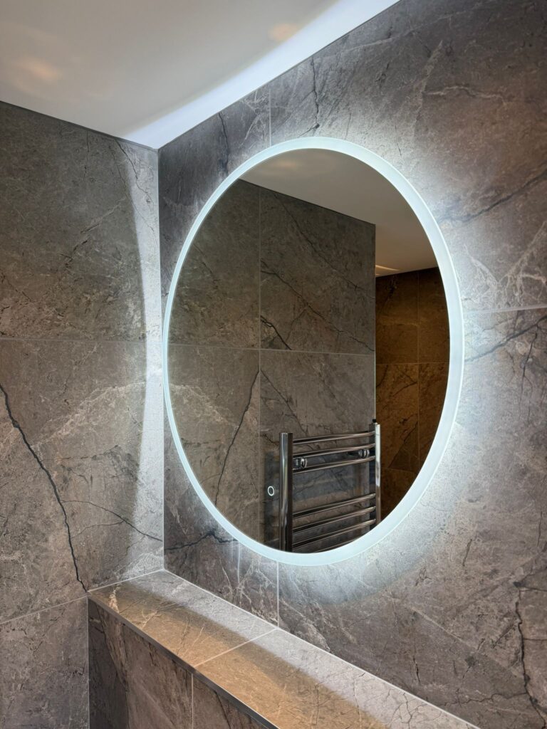 interior design mirror with lighting on the background